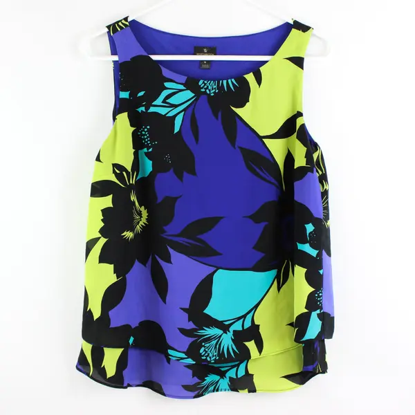 Worthington Women's Medium Blue Green Floral Sleeveless Top