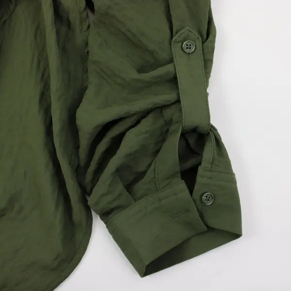 A New Approach Women's Small Army Green Roll Tab Sleeve Shirt