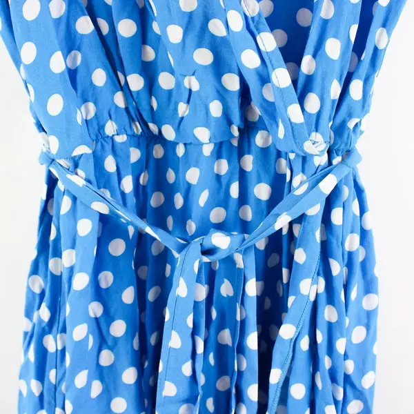 Grecerelle Women's Medium Blue White Polka Dot High-Low Dress