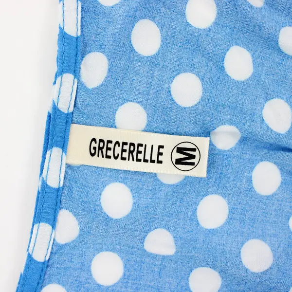 Grecerelle Women's Medium Blue White Polka Dot High-Low Dress
