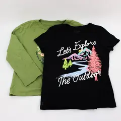 Lot of 2 Girls' dip / The Children's Place Nature T-Shirts Green Black Size 8