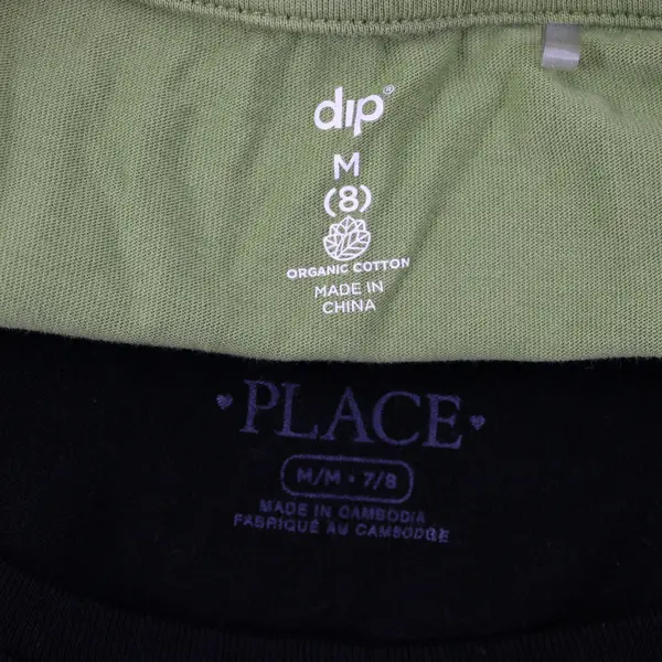Lot of 2 Girls' dip / The Children's Place Nature T-Shirts Green Black Size 8