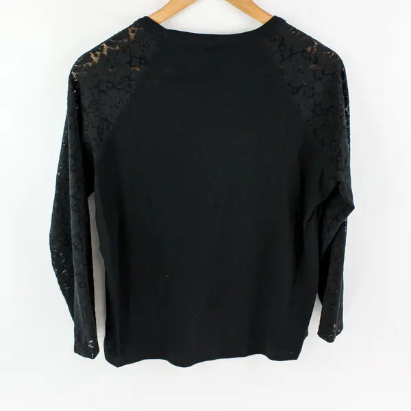 Faded Glory Women's Black Lace Sleeve Top Size Large 12/14