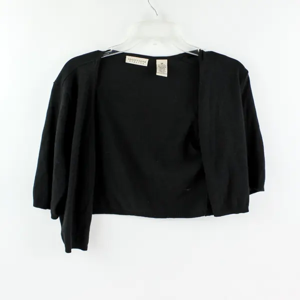 Apostrophe Women's Black Knit Bolero Shrug Medium Cropped Long Sleeve