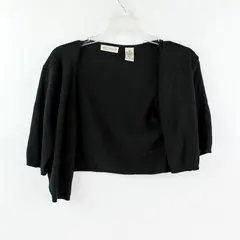 Apostrophe Women's Black Knit Bolero Shrug Medium Cropped Long Sleeve