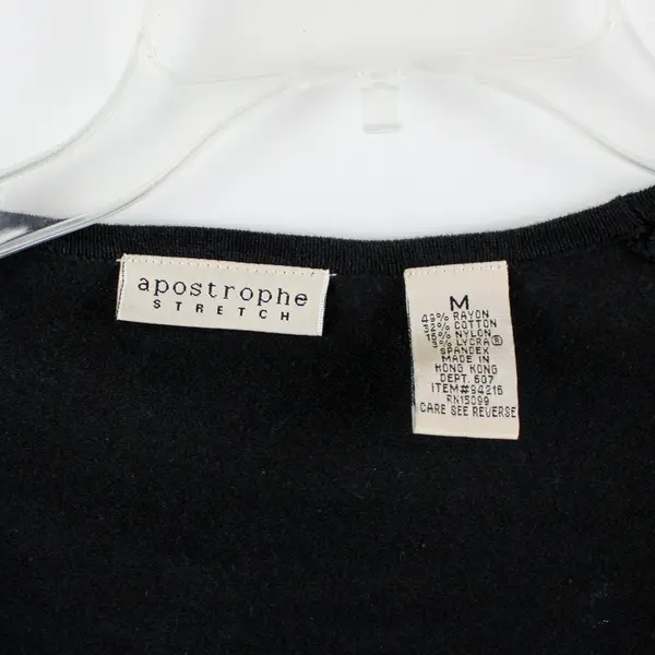 Apostrophe Women's Black Knit Bolero Shrug Medium Cropped Long Sleeve