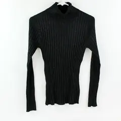 George Women's Sparkly Black Ribbed Turtleneck Sweater Size L 12/14