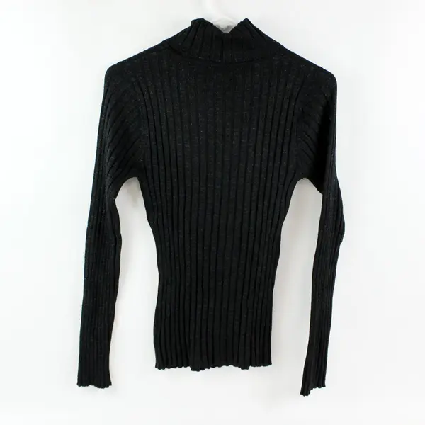 George Women's Sparkly Black Ribbed Turtleneck Sweater Size L 12/14