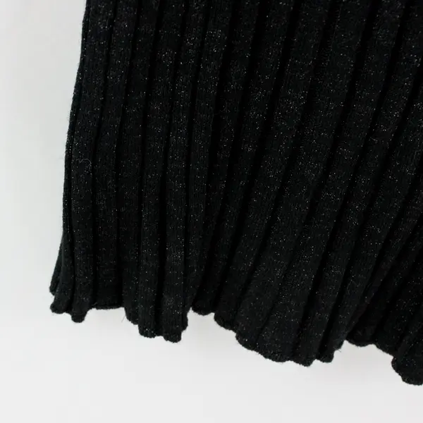 George Women's Sparkly Black Ribbed Turtleneck Sweater Size L 12/14