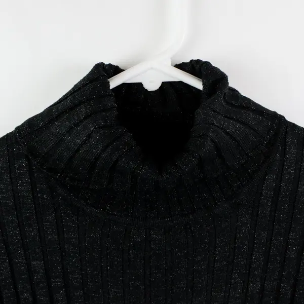 George Women's Sparkly Black Ribbed Turtleneck Sweater Size L 12/14