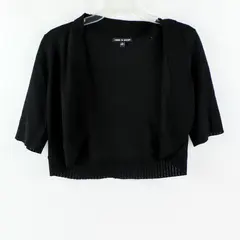 Cable & Gauge Women's Black Knit Bolero Medium Half Sleeve Shrug