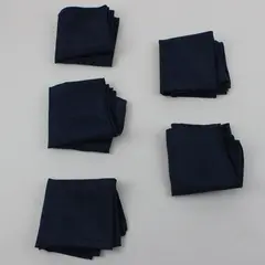 Lot of 5 Navy Blue Square Pattern Cloth Napkins 17x17