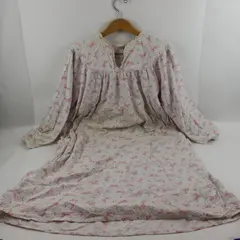 Katherine Bishop Women's Long Sleeve Floral Sleepdress White Pink