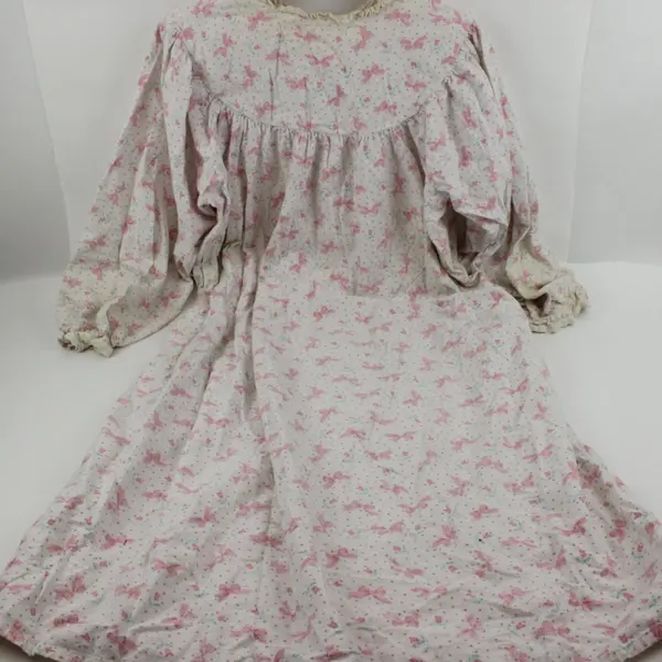 Katherine Bishop Women's Long Sleeve Floral Sleepdress White Pink