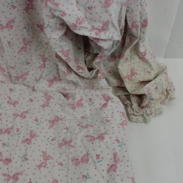 Katherine Bishop Women's Long Sleeve Floral Sleepdress White Pink