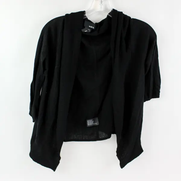 Mixit Women's XL Black Silk Blend Open Front 3/4-Sleeve Shrug