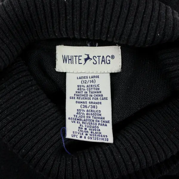 White Stag Women's Black Sleeveless Turtleneck Top Size Large 12/14