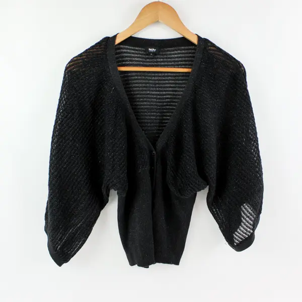 Mossimo Women's Small Black Sparkly Dolman Sleeve Open Front Cardigan