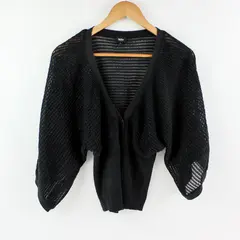 Mossimo Women's Small Black Sparkly Dolman Sleeve Open Front Cardigan