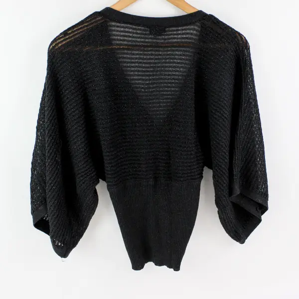 Mossimo Women's Small Black Sparkly Dolman Sleeve Open Front Cardigan