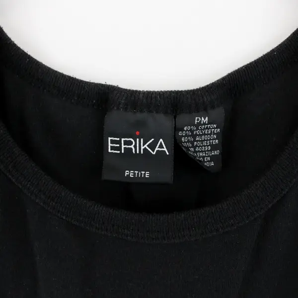 Erika Women's Black Cotton Blend Tank Top Size PM Sleeveless