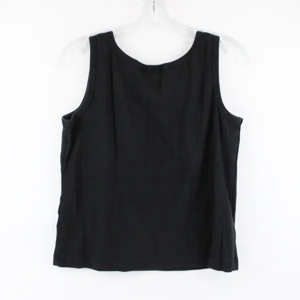 Erika Women's Black Cotton Blend Tank Top Size PM Sleeveless