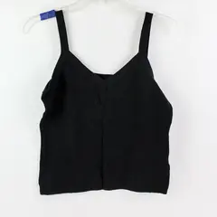 Sonoma Women's Small Black Cropped V-Neck Knit Tank Top