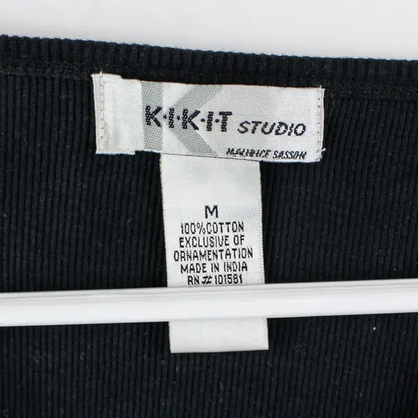 Kikit Studio Women's Medium Black Tank Top Coin Beaded Neckline