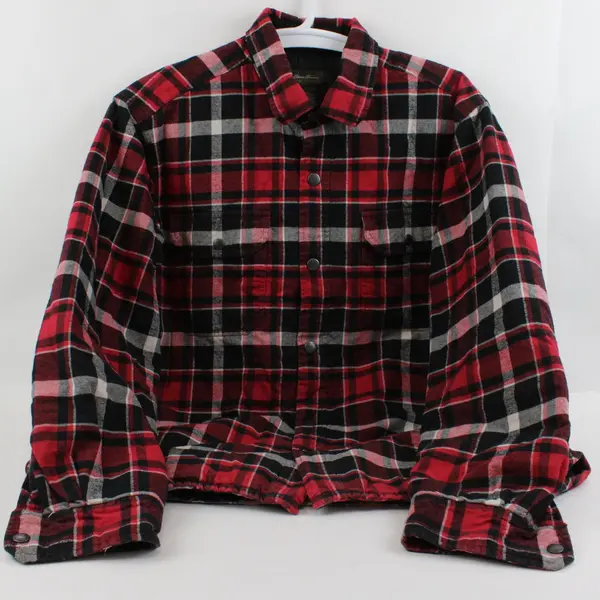 Eddie Bauer Men's Red Black White Plaid Snap-Button Jacket Size XL