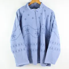 Denim & Co Women's 2X Cornflower Blue Snowflake Fleece 1/4 Zip