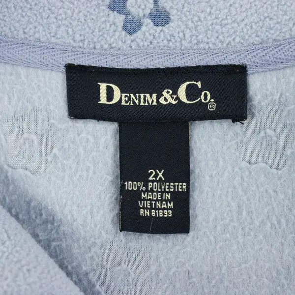 Denim & Co Women's 2X Cornflower Blue Snowflake Fleece 1/4 Zip