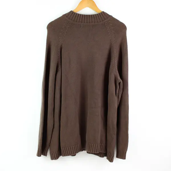 Denim & Co Women's Brown Cotton Blend Cardigan Sweater 3X
