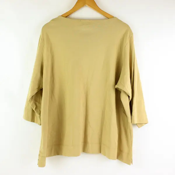 Denim & Co Women's Sandy Brown 3/4 Sleeve Button Accent Top 2X