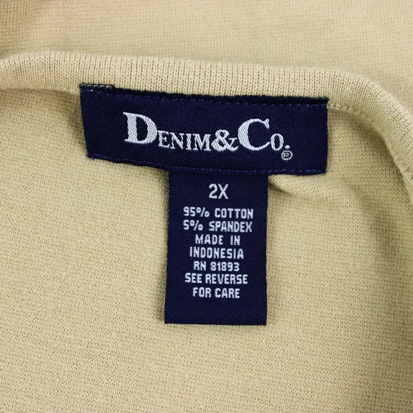 Denim & Co Women's Sandy Brown 3/4 Sleeve Button Accent Top 2X