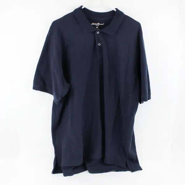 Eddie Bauer Men's XL Navy Blue 100% Cotton Short Sleeve Polo Shirt