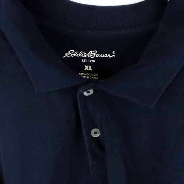 Eddie Bauer Men's XL Navy Blue 100% Cotton Short Sleeve Polo Shirt