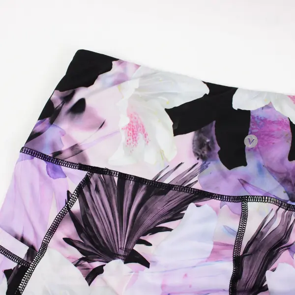 Velocity Women's XL Purple Black Floral Capri Leggings