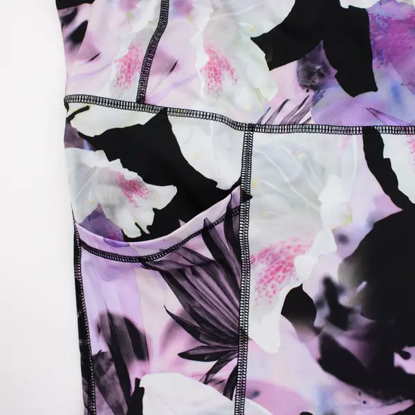 Velocity Women's XL Purple Black Floral Capri Leggings