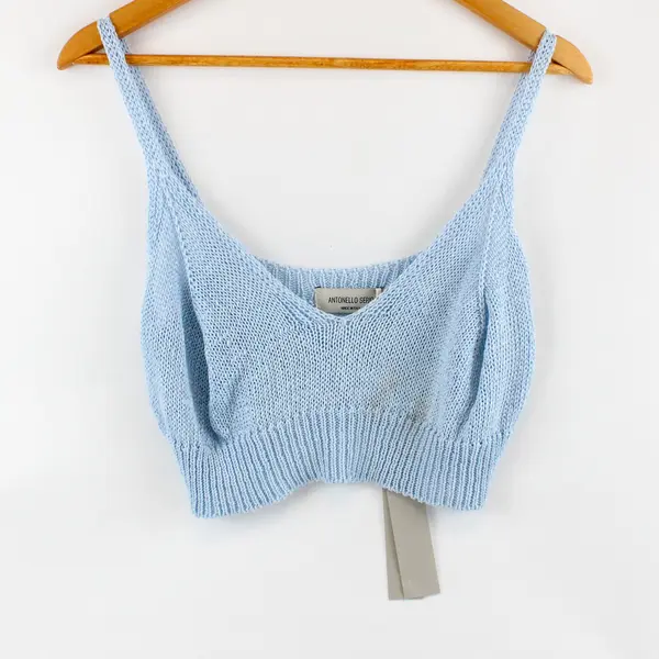 Antonello Serio Women's Light Blue Knitted Sleeveless Crop Top M