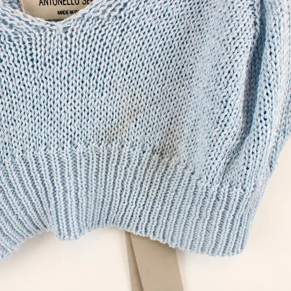 Antonello Serio Women's Light Blue Knitted Sleeveless Crop Top M