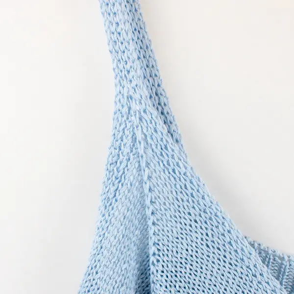 Antonello Serio Women's Light Blue Knitted Sleeveless Crop Top M