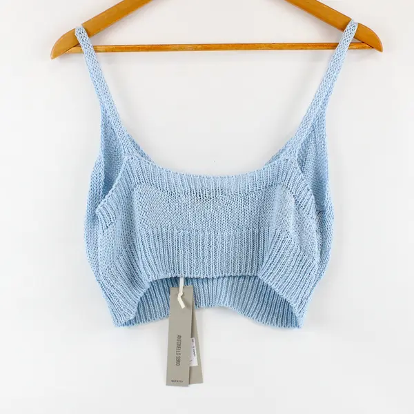 Antonello Serio Women's Light Blue Knitted Sleeveless Crop Top M