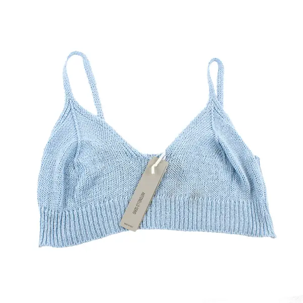Antonello Serio Women's Light Blue Knitted Sleeveless Crop Top M