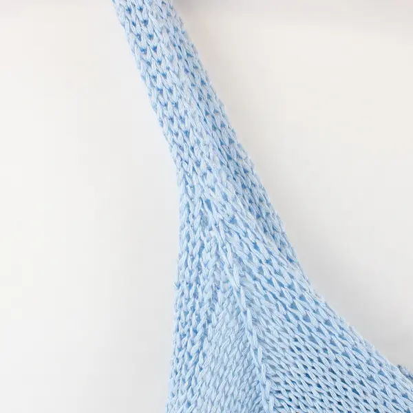 Antonello Serio Women's Light Blue Knit Crop Top Scoop Neck M/L NWT