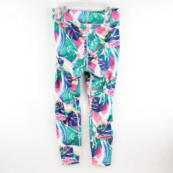 Roman's Women's Leaf Print Stretch Leggings Multicolor Size Large 18/20