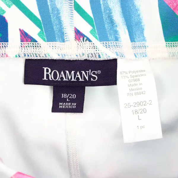 Roman's Women's Leaf Print Stretch Leggings Multicolor Size Large 18/20