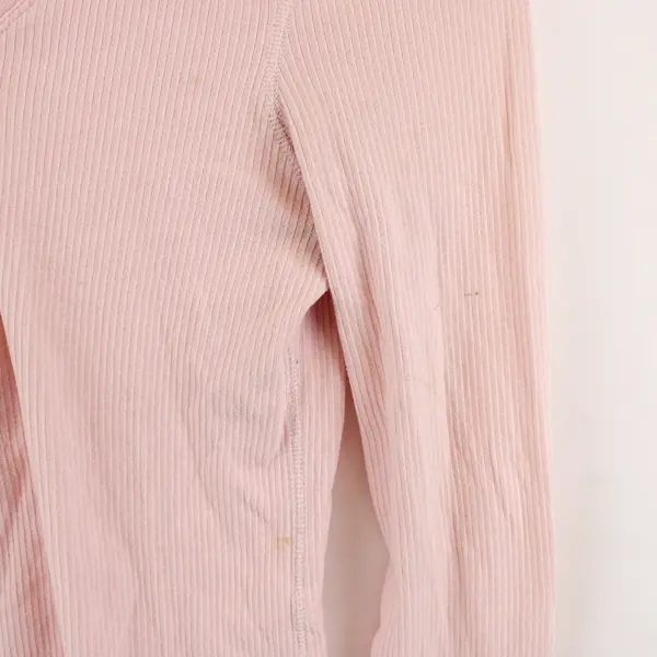 L.E.I Women's Juniors Pink Ribbed Long Sleeve Henley Top Size L Y2K Style