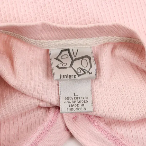 L.E.I Women's Juniors Pink Ribbed Long Sleeve Henley Top Size L Y2K Style
