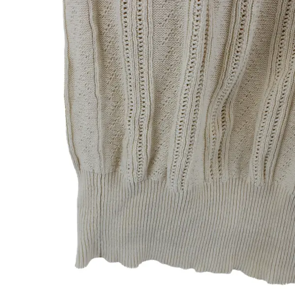 Decree Women's Beige Ribbed Knit Henley Long Sleeve Top Medium Y2K 