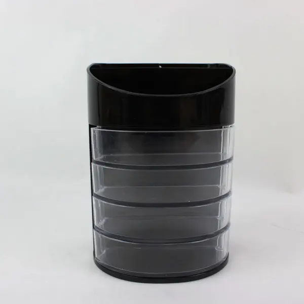 Black Plastic Desk Organizer W 4 Drawers